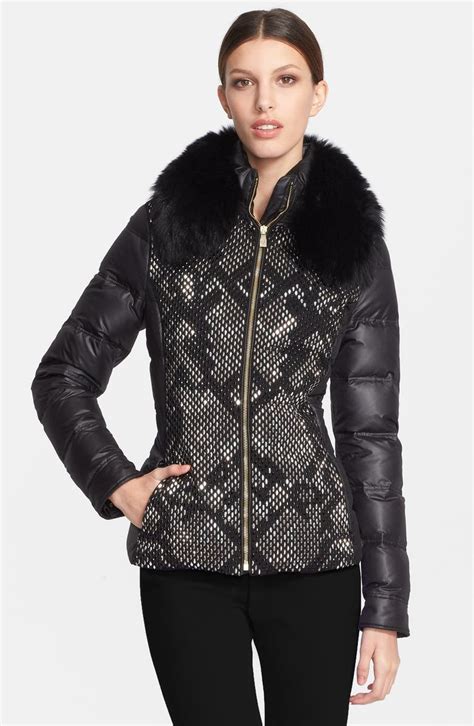 versace collection fur collar puffer coat